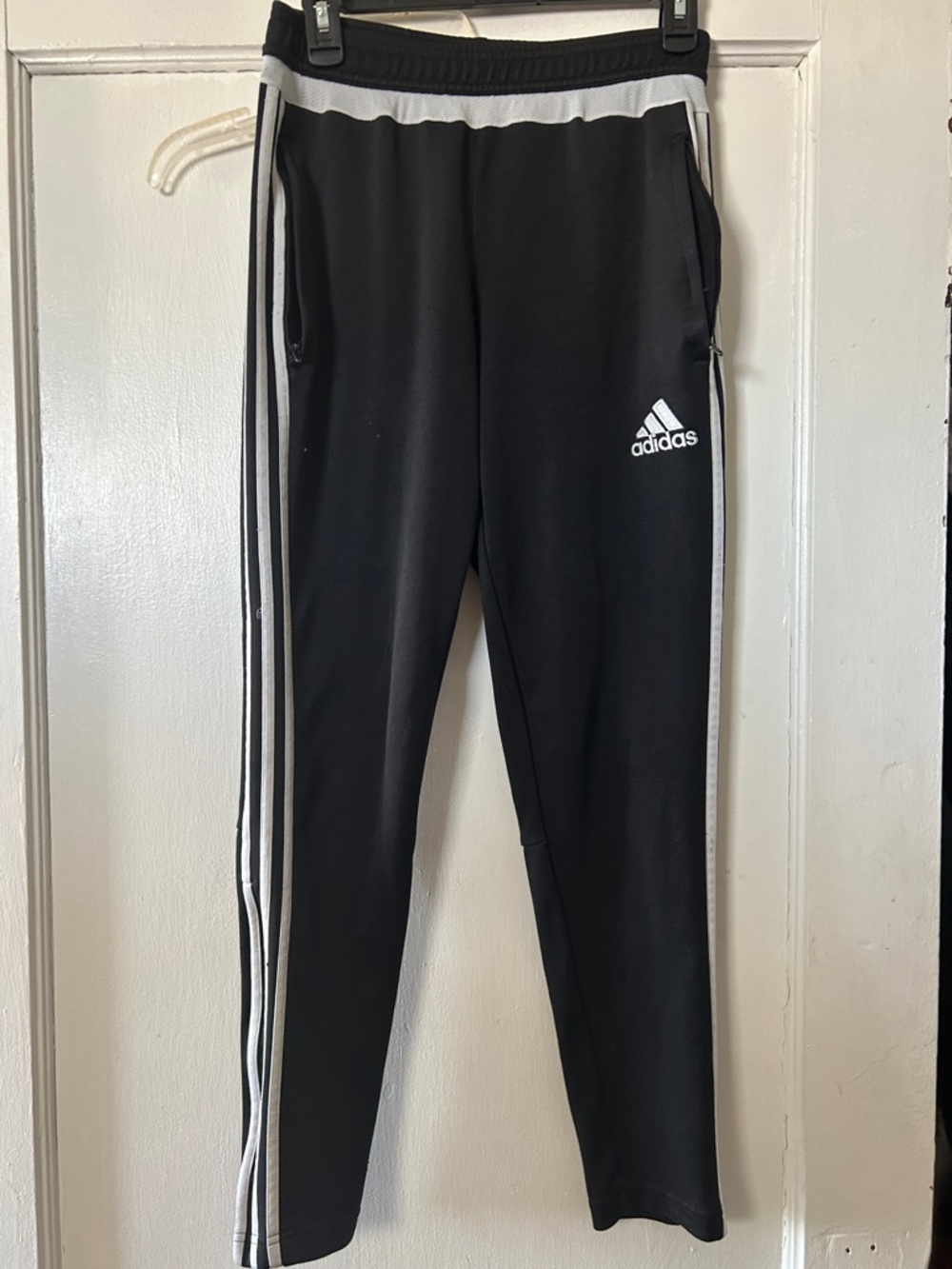 adidas Black Joggers with White Side Stripes